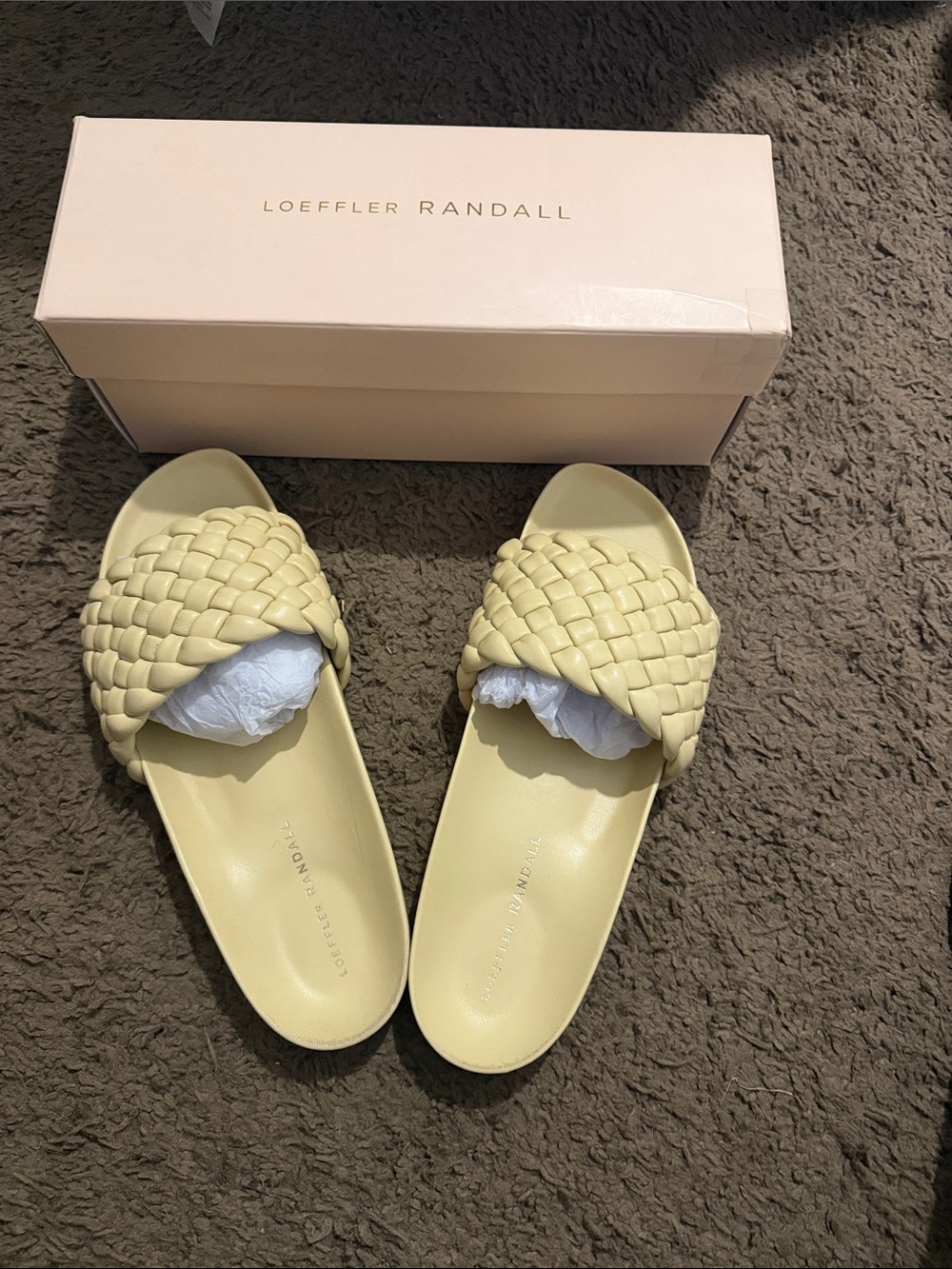 Loeffler Randall Braided Slide Sandals in Pale Yellow